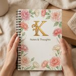 Personalised Birth Flower Golden Initial Spiral A5 Notebook with Text Birthday Mother's Day Gift for Mom Friend