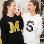 Personalized Multicolor Sequin Initial Soft T-shirt Sweatshirt Hoodie with Name Daily Wear Game Day Birthday Gift for Women Friends Cheerleaders