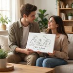 Personalized Black and White Line Drawing Canvas Prints Home Decor  Ship from USA Birthday Mother's Day Gift for Couple Mom