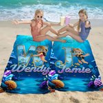 Personalised Cartoon Diving Character Initial Quick Dry Soft Oversized Beach Towel with Name Summer Vacation Beach Pool Party Birthday Gift for Kids