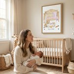 Personalized Watercolor Crib Pets Portrait Canvas Prints Ship from USA Nursery Decor New Baby Arrival Gift for Dog Cat Owners