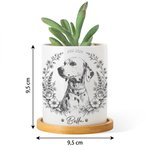 Pot de plante en céramique personnalisé avec portrait d’animal et nom - Cadeau anniversaire pour propriétaire amoureux des animaux