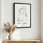Personalized Black and White Line Drawing Canvas Prints Home Decor  Ship from USA Birthday Mother's Day Gift for Couple Mom