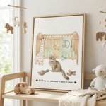 Personalized Watercolor Crib Pets Portrait Canvas Prints Ship from USA Nursery Decor New Baby Arrival Gift for Dog Cat Owners
