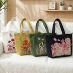 Bolso tote de gran capacidad personalizado de pana con flor de nacimiento mariposa nombre y bolsillos laterales regalo de cumpleaños para mujeres