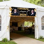 Ballons Personnalisés Photo Graduation Bannière Pailletée avec Nom et Nom de l'Ecole Cadeau de Cérémonie de Remise de Diplôme pour les Diplômés de la Classe 2026