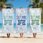 Personalised Seaside Element Salty Moms Quick Dry Oversized Beach Towel with Name Beach Party Birthday Mother's Day Gift for Mom Grandma