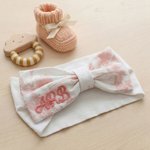 Personalisierte gestickten Namen rosa Bogen Stirnband Schärpe Set Mutterschaft Fotografie Prop Baby Dusche Geschenk für neugeborene Mutter