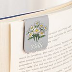 Henkilökohtainen Syntymä Flower Magneettinen PU Nahka Kirjanmerkki Clip nimi Reading tarvikkeet Syntymäpäivä lahja kirjan ystäville