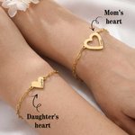Gepersonaliseerde Hart Moeder en Dochter Armbanden met Namen Sierlijke Sieraden Set van 2 Moederdag Verjaardagscadeau voor Moeder Dochter