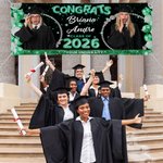 Ballons Personnalisés Photo Graduation Bannière Pailletée avec Nom et Nom de l'Ecole Cadeau de Cérémonie de Remise de Diplôme pour les Diplômés de la Classe 2026