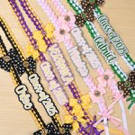 Personalized Polka Dot Bow Rhinestone Two-Colored Braided Graduation Ribbon Lei with Texts Graduation Party Gift for Graduates