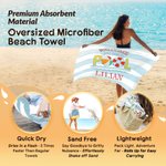 Personalised Welcome to Our Pool Blue-White Striped Quick Dry Soft Oversized Beach Towel with Name Summer Holiday Beach Party Birthday Gift for Kids