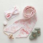 Personalisierte gestickten Namen rosa Bogen Stirnband Schärpe Set Mutterschaft Fotografie Prop Baby Dusche Geschenk für neugeborene Mutter