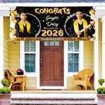 Ballons Personnalisés Photo Graduation Bannière Pailletée avec Nom et Nom de l'Ecole Cadeau de Cérémonie de Remise de Diplôme pour les Diplômés de la Classe 2026