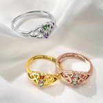 Bague en argent sterling personnalisée avec gravure texte et pierre de naissance  - Cadeau anniversaire et fête des Mères pour les femme