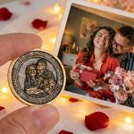 Moneda personalizada conmemorativa de la suerte con foto de pareja texto y nombre regalo de boda cumpleaños y aniversario para parejas