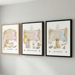 Personalized Watercolor Crib Pets Portrait Canvas Prints Ship from USA Nursery Decor New Baby Arrival Gift for Dog Cat Owners
