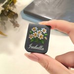 Henkilökohtainen Syntymä Flower Magneettinen PU Nahka Kirjanmerkki Clip nimi Reading tarvikkeet Syntymäpäivä lahja kirjan ystäville