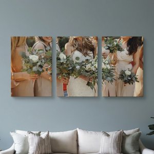 Personalized Warm Minimalist 3-Piece Photo Split Canvas Prints Ship from USA Housewarming Anniversary Gift for Newlywed Couples
