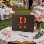 Personalized Initial Design Engraved Name Guestbook with Date Wedding Party Gift for Bride Groom Couple