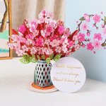 Personalized 3D Flower Greeting Card with Text Birthday Anniversary Valentine's Day Mother's Day Gift for Her