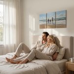 Personliga varma minimalistiska 3-delade foto split canvas-tryck skickas från USA Housewarming jubileumsgåva för nygifta par