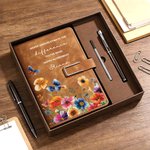 Personalized Happy Retirement Butterfly Flower A5 PU Leather Notebook with Name and Text Retirement Birthday Gift for Retiree Bookworm