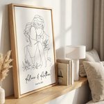 Personalized Black and White Line Drawing Canvas Prints Home Decor  Ship from USA Birthday Mother's Day Gift for Couple Mom