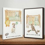 Personalized Watercolor Crib Pets Portrait Canvas Prints Ship from USA Nursery Decor New Baby Arrival Gift for Dog Cat Owners