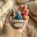 Personalized 2D Knitting Basket Christmas Tree Acrylic Ornament with Name Tree Decoration Christmas Gift for Knitting Lovers