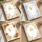 Personalised Birth Flower Golden Initial Spiral A5 Notebook with Text Birthday Mother's Day Gift for Mom Friend