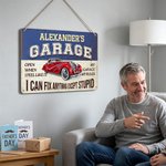 Personalized Vintage Garage Car Motorcycle Hang Ornament with Name Father's Day Birthday Gift for Father Grandfather