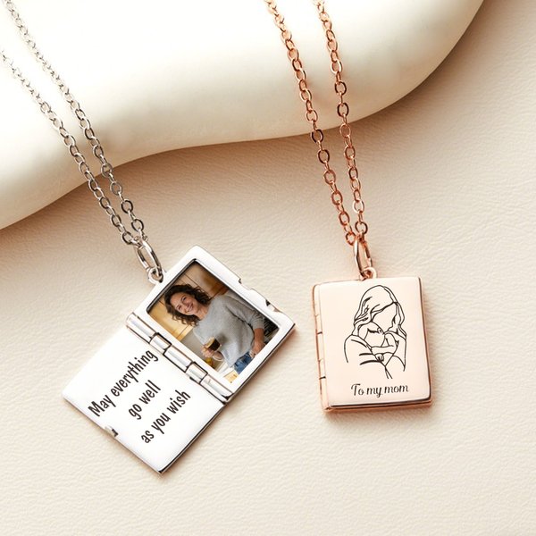 Personalized To My Love Photo Necklace Dainty Jewelry Daily Wear Anniversary Gift for Couples Family