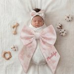 Personalisierte gestickten Namen rosa Bogen Stirnband Schärpe Set Mutterschaft Fotografie Prop Baby Dusche Geschenk für neugeborene Mutter