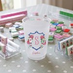 Henkilökohtainen Mahjong Teema Vaaleanpunainen Hydrangea Huurteinen Muovikuppi Initial ja nimi Mahjong Club Syntymäpäivälahja Preppy Girl Mahjong Loverille