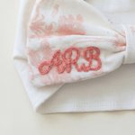 Personalisierte gestickten Namen rosa Bogen Stirnband Schärpe Set Mutterschaft Fotografie Prop Baby Dusche Geschenk für neugeborene Mutter