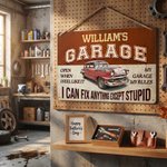 Personalized Vintage Garage Car Motorcycle Hang Ornament with Name Father's Day Birthday Gift for Father Grandfather