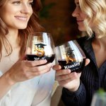 Personalized Graduation Cap Golden Initial 15 oz Stemless Wine Glass with Name and Text Graduation Gift for Graduates