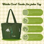 Personalisierte Cord Tragetasche mit Geburtsblume im Cloisonné-Effekt und Namen | großer Shopper | Tote Bag | Muttertag Geburtstag Geschenk für Frauen