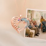 Personalised 1-7 Birthstones Heart Dolphin Zircon Necklace with Engraved Names Exquisite Jewellery Birthday Mother's Day Gift for Women Mom Wife