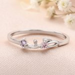 Personalised 1-6 Vines Flowers Birthstones Sterling Silver Ring Dainty Jewellery Birthday Anniversary Mother's Day Gift for Women