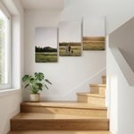 Personliga varma minimalistiska 3-delade foto split canvas-tryck skickas från USA Housewarming jubileumsgåva för nygifta par