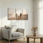 Personliga varma minimalistiska 3-delade foto split canvas-tryck skickas från USA Housewarming jubileumsgåva för nygifta par