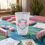Henkilökohtainen Mahjong Teema Vaaleanpunainen Hydrangea Huurteinen Muovikuppi Initial ja nimi Mahjong Club Syntymäpäivälahja Preppy Girl Mahjong Loverille