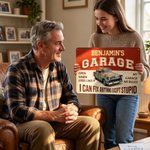 Personalized Vintage Garage Car Motorcycle Hang Ornament with Name Father's Day Birthday Gift for Father Grandfather