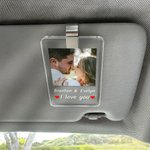 Personalized Square Photo Car Visor Clip with Text Car Accessory Valentine's Day Anniversary Gift for Couples