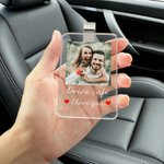 Personalized Square Photo Car Visor Clip with Text Car Accessory Valentine's Day Anniversary Gift for Couples