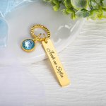 Gepersonaliseerde Bruidsboeketbedel met Blauw Kristal Gravure en Kaart Huwelijksgeschenk voor Bruid