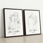 Personalized Black and White Line Drawing Canvas Prints Home Decor  Ship from USA Birthday Mother's Day Gift for Couple Mom